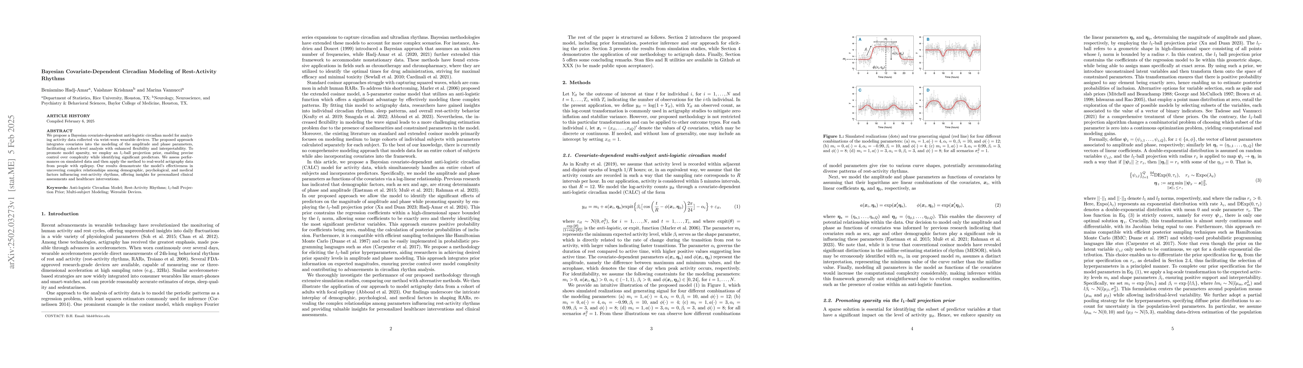Thumbnail for Bayesian Covariate-Dependent Circadian Modeling of Rest-Activity Rhythms