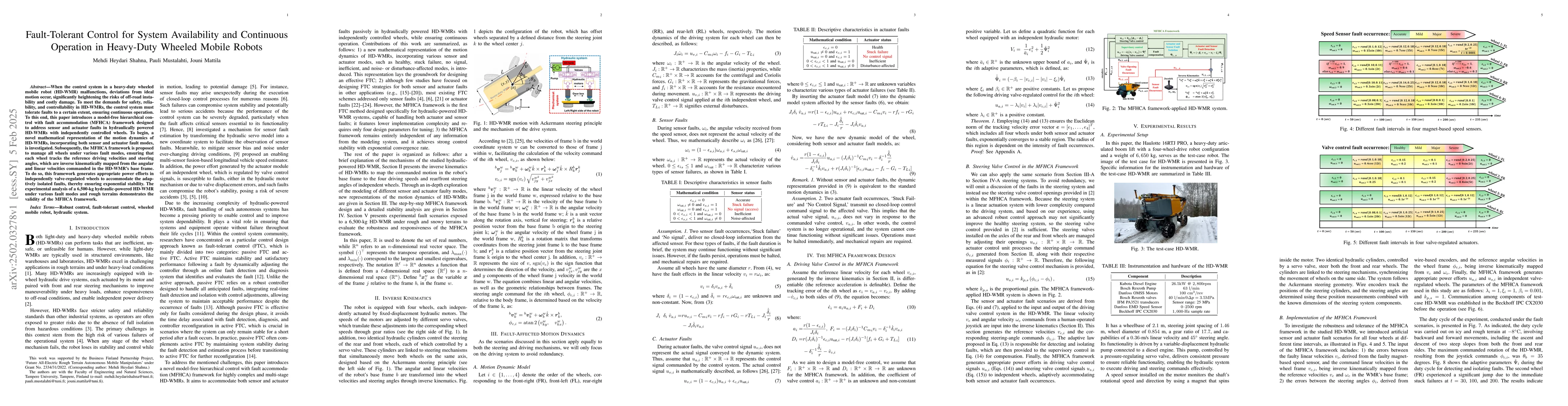 Thumbnail for Fault-Tolerant Control for System Availability and Continuous Operation
  in Heavy-Duty Wheeled Mobile Robots