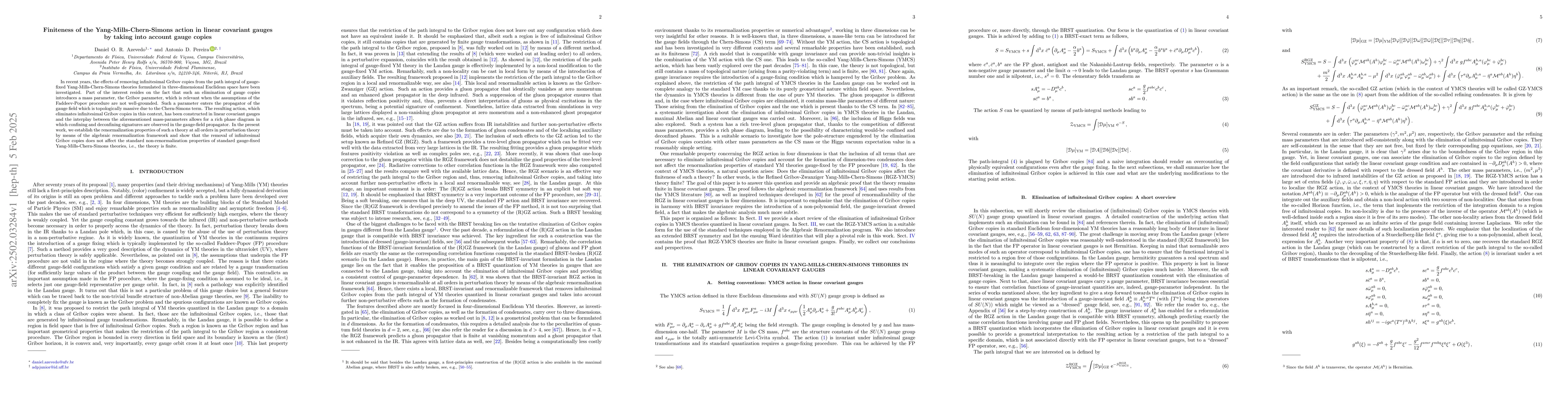 Thumbnail for Finiteness of the Yang-Mills-Chern-Simons action in linear covariant
  gauges by taking into account gauge copies