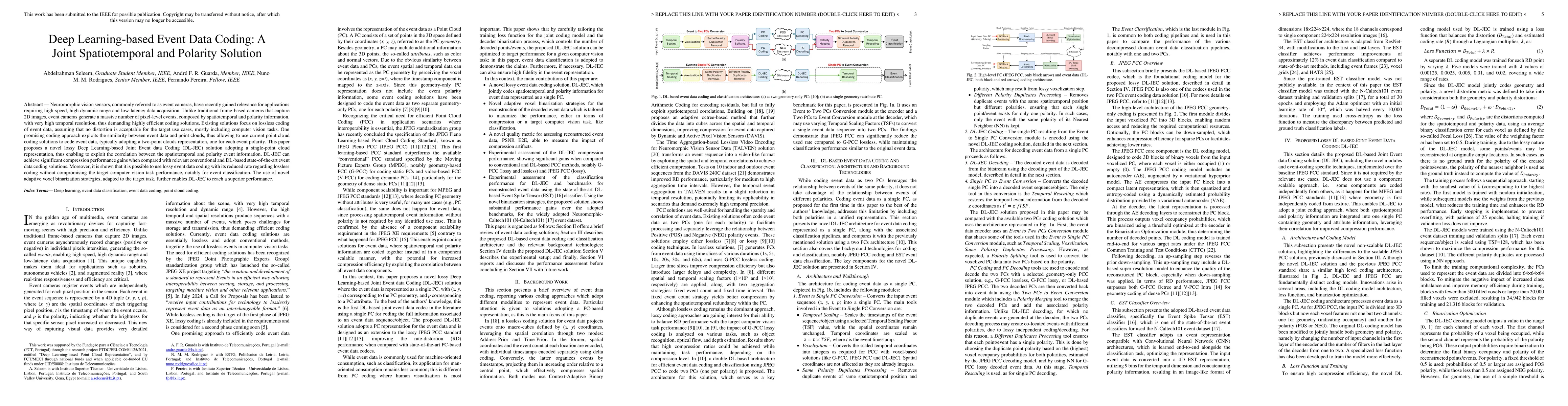 Thumbnail for Deep Learning-based Event Data Coding: A Joint Spatiotemporal and
  Polarity Solution