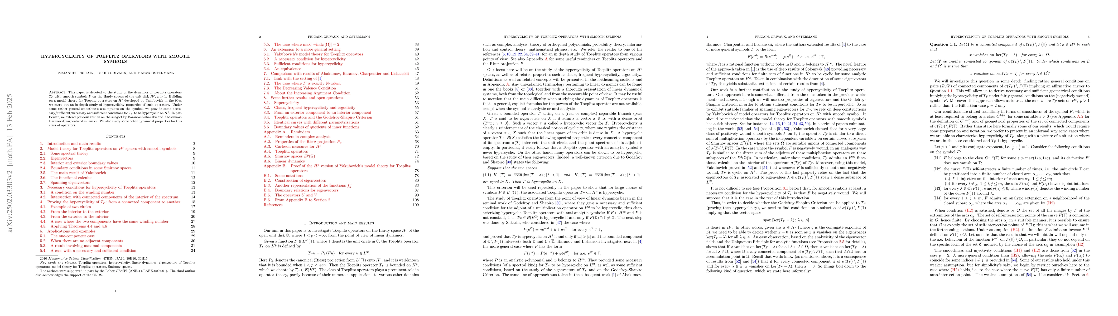 Thumbnail for Hypercyclicity of Toeplitz operators with smooth symbols