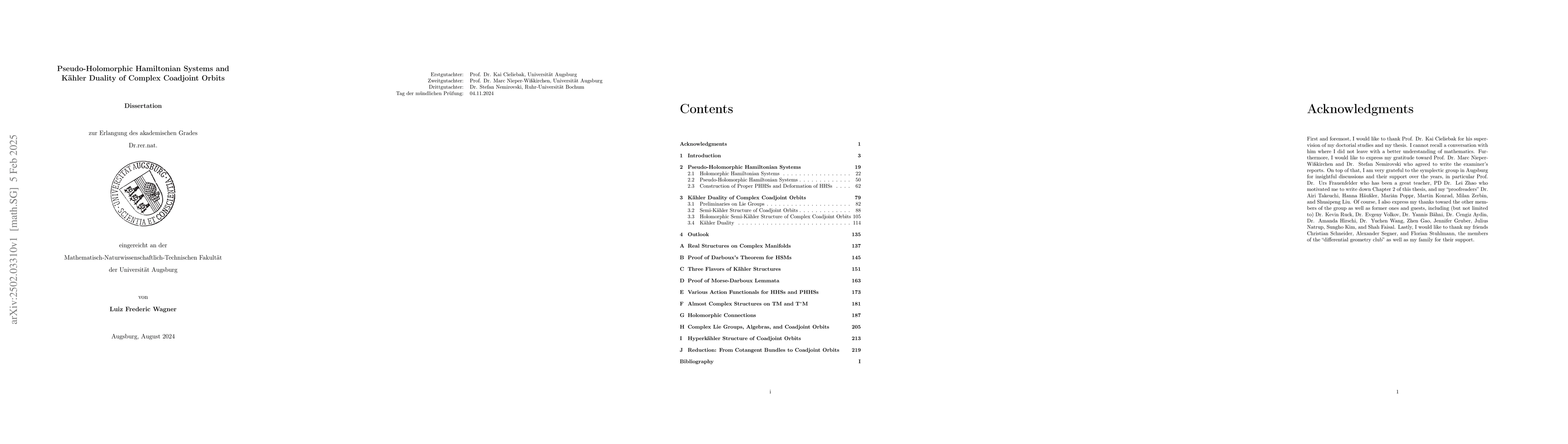 Thumbnail for Pseudo-Holomorphic Hamiltonian Systems and Kähler Duality of Complex
  Coadjoint Orbits