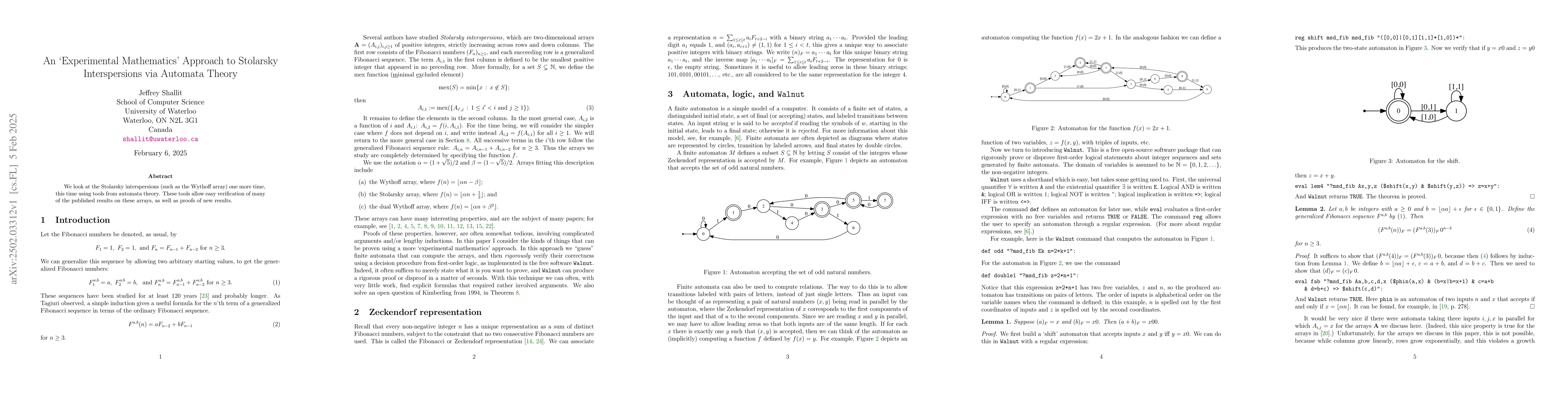 Thumbnail for An 'Experimental Mathematics' Approach to Stolarsky Interspersions via
  Automata Theory
