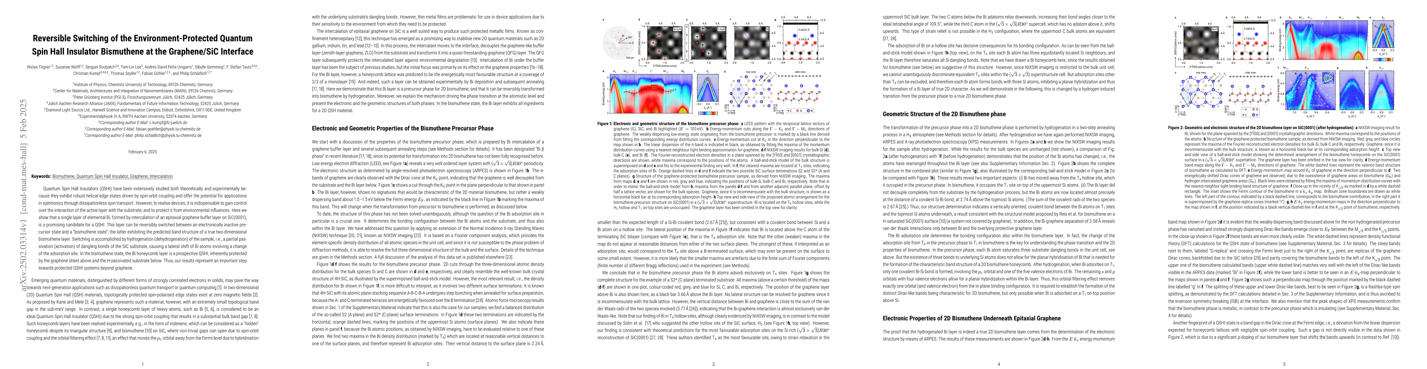 Thumbnail for Reversible Switching of the Environment-Protected Quantum Spin Hall
  Insulator Bismuthene at the Graphene/SiC Interface