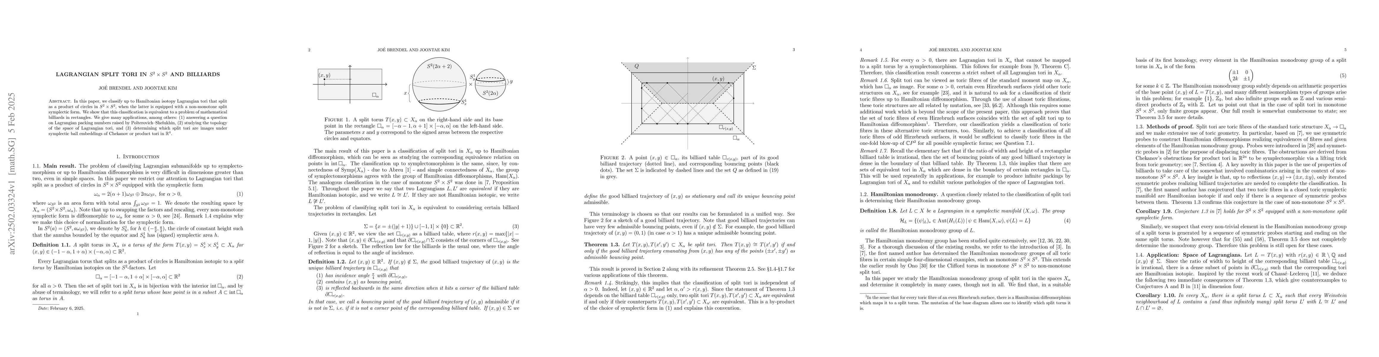 Thumbnail for Lagrangian split tori in $S^2 \times S^2$ and billiards