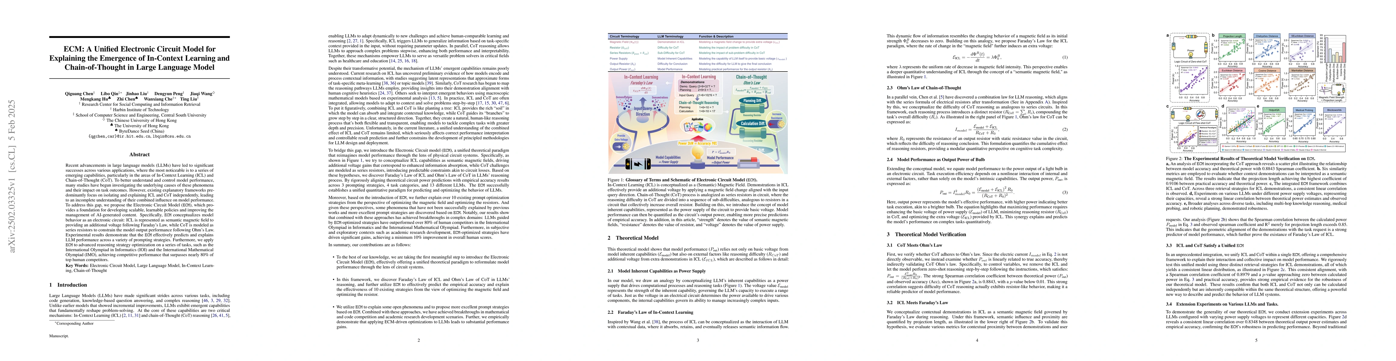 Thumbnail for ECM: A Unified Electronic Circuit Model for Explaining the Emergence of
  In-Context Learning and Chain-of-Thought in Large Language Model