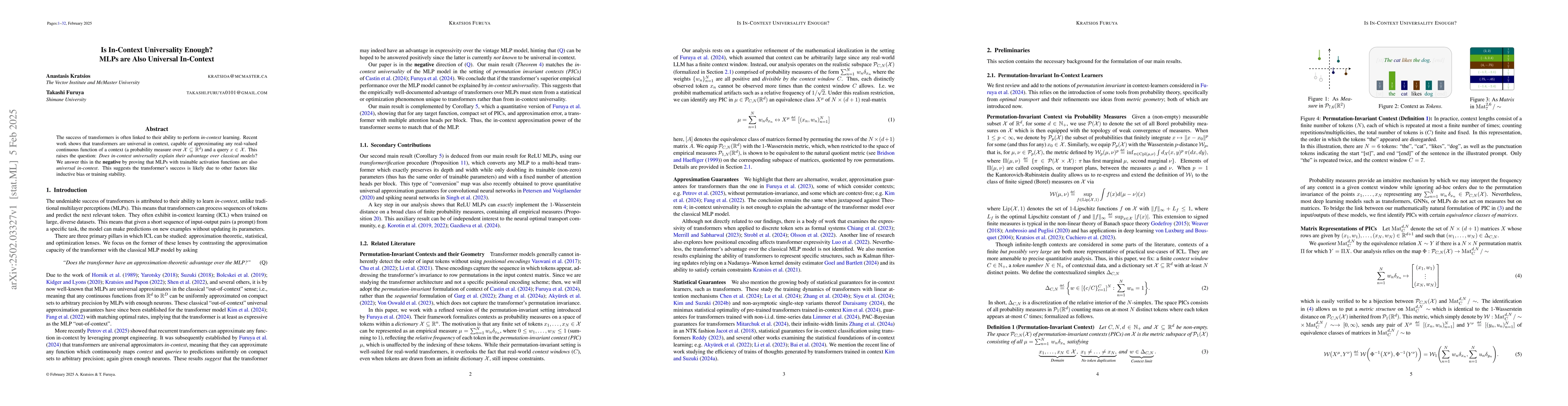 Thumbnail for Is In-Context Universality Enough? MLPs are Also Universal In-Context