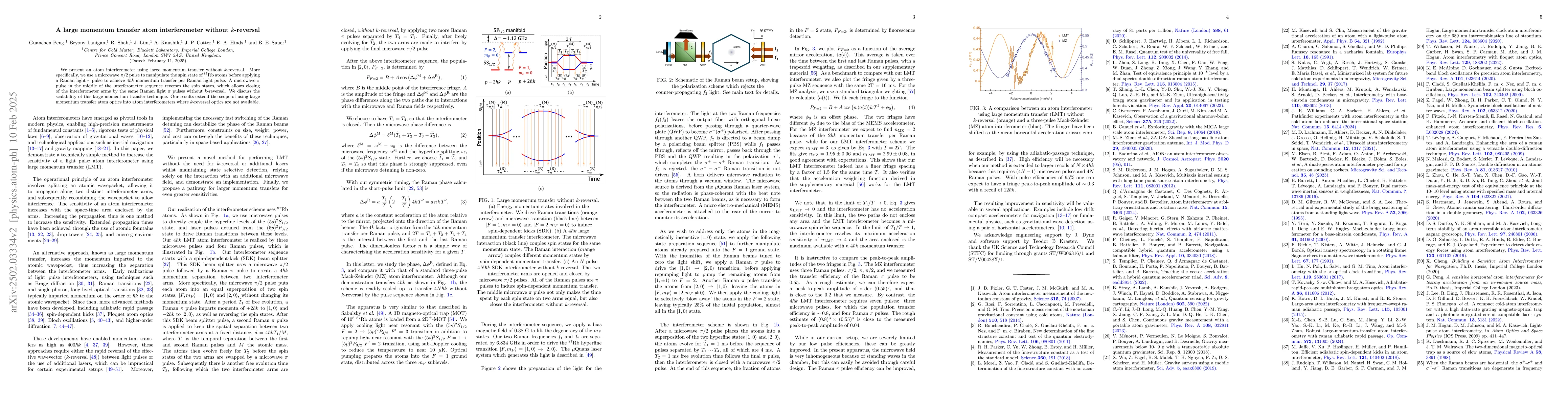 Thumbnail for A large momentum transfer atom interferometer without $k$-reversal