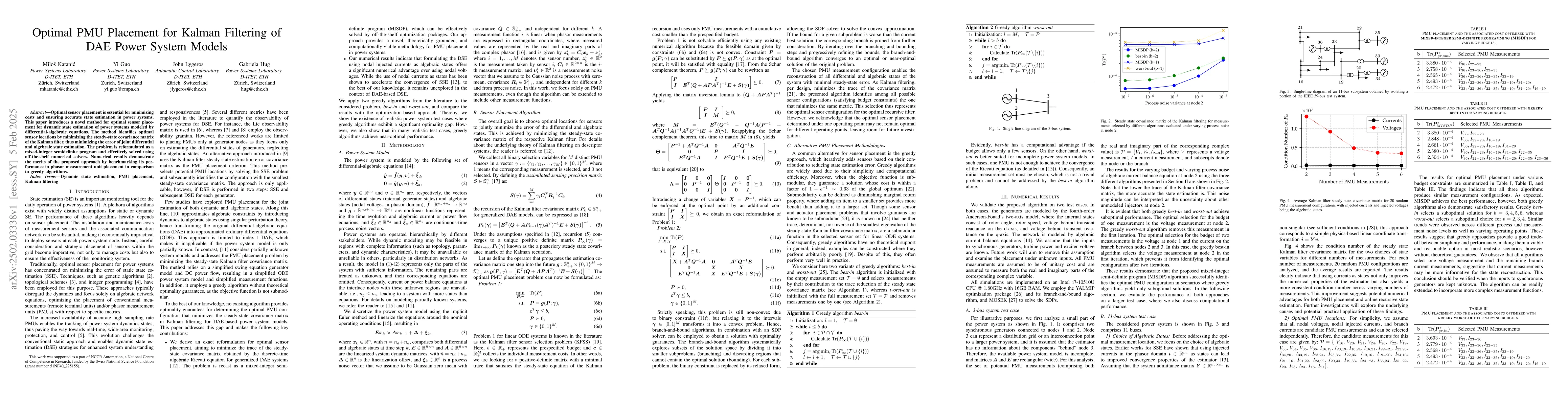 Thumbnail for Optimal PMU Placement for Kalman Filtering of DAE Power System Models