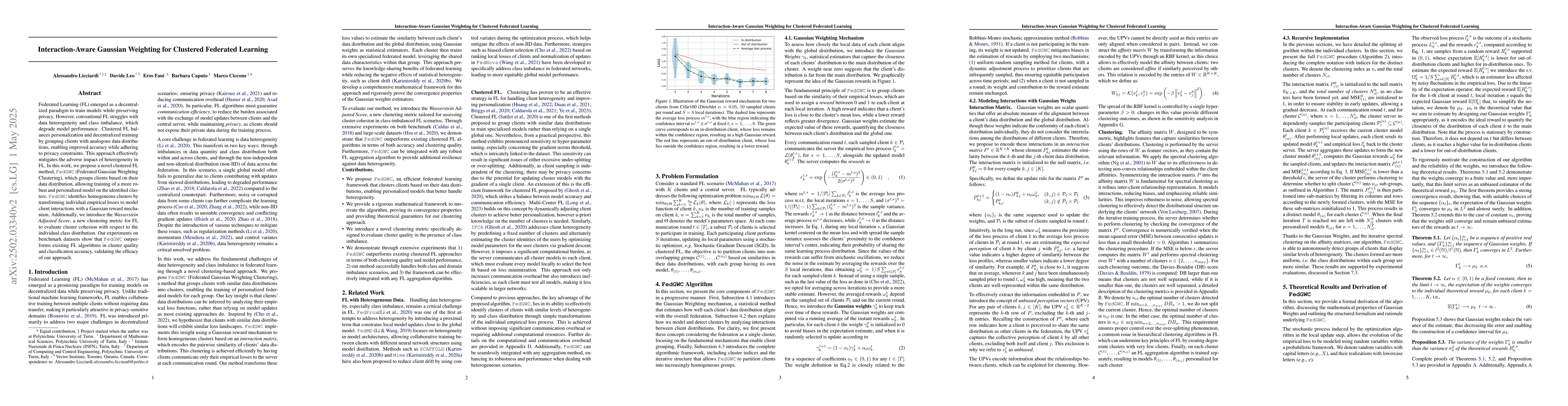 Thumbnail for Interaction-Aware Gaussian Weighting for Clustered Federated Learning
