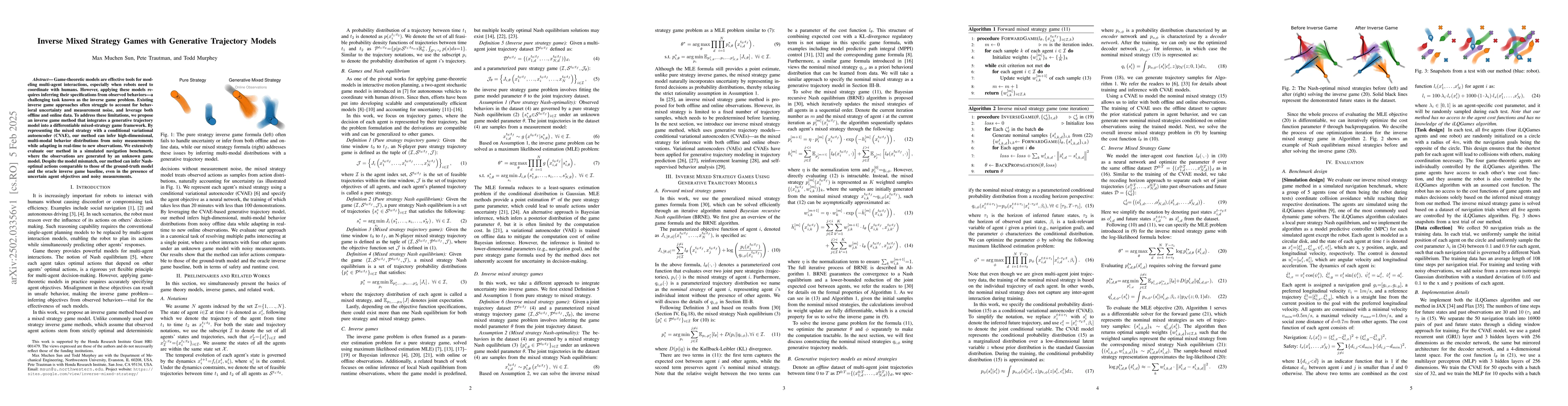 Thumbnail for Inverse Mixed Strategy Games with Generative Trajectory Models