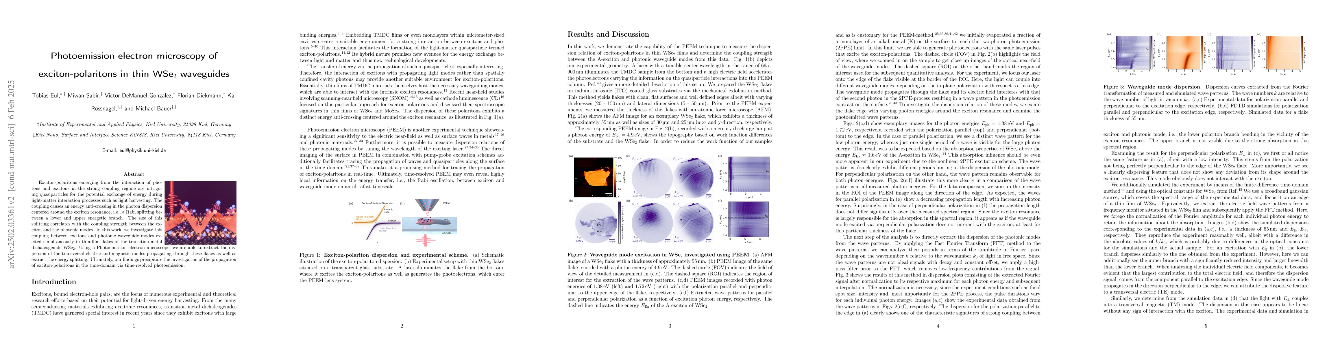 Thumbnail for Photoemission electron microscopy of exciton-polaritons in thin WSe$_2$
  waveguides
