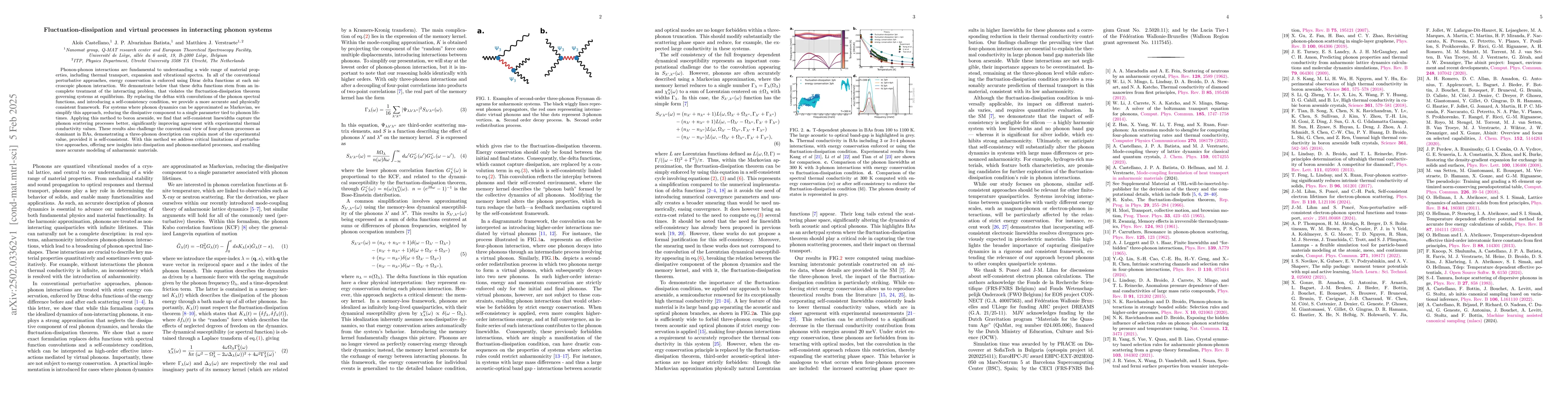 Thumbnail for Fluctuation-dissipation and virtual processes in interacting phonon
  systems