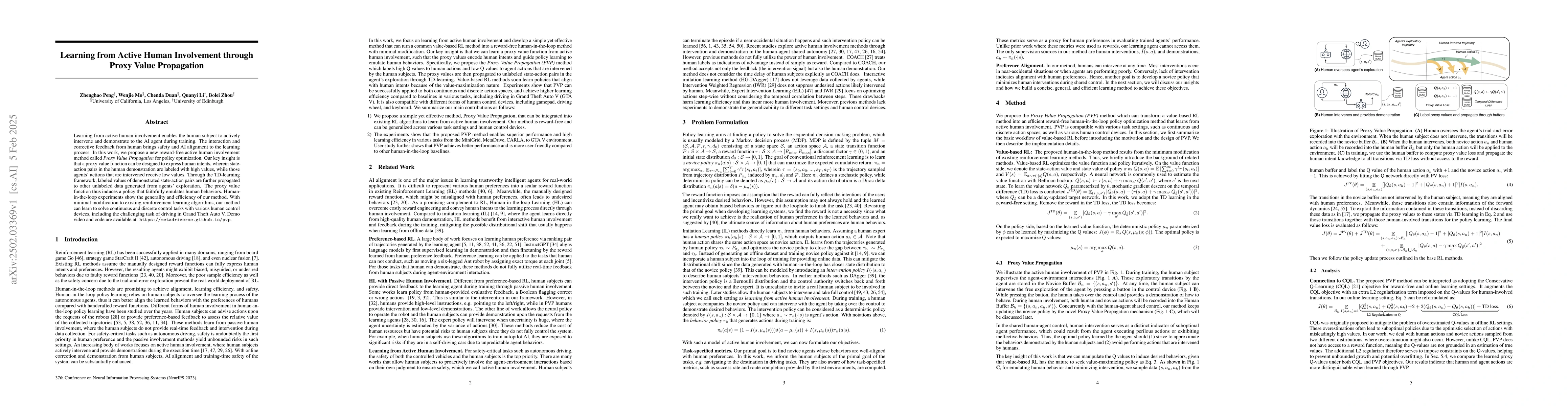 Thumbnail for Learning from Active Human Involvement through Proxy Value Propagation