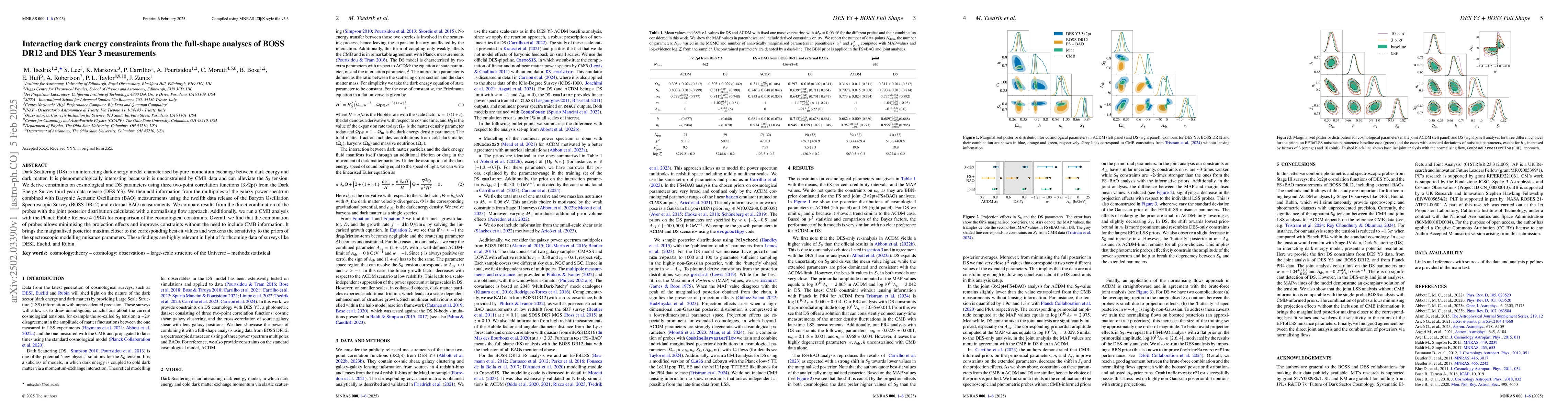 Thumbnail for Interacting dark energy constraints from the full-shape analyses of BOSS
  DR12 and DES Year 3 measurements
