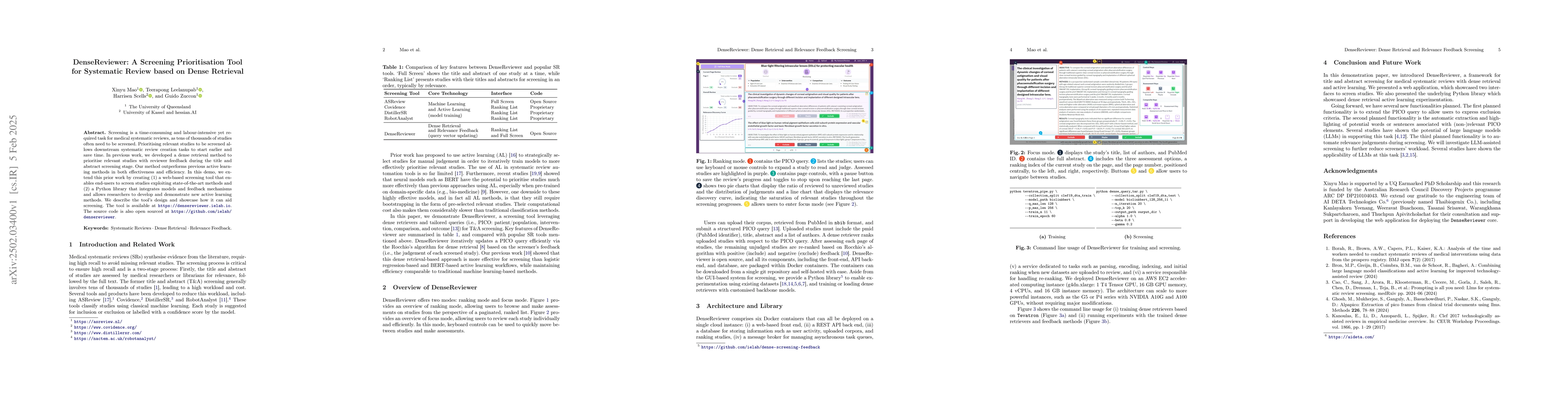 Thumbnail for DenseReviewer: A Screening Prioritisation Tool for Systematic Review
  based on Dense Retrieval