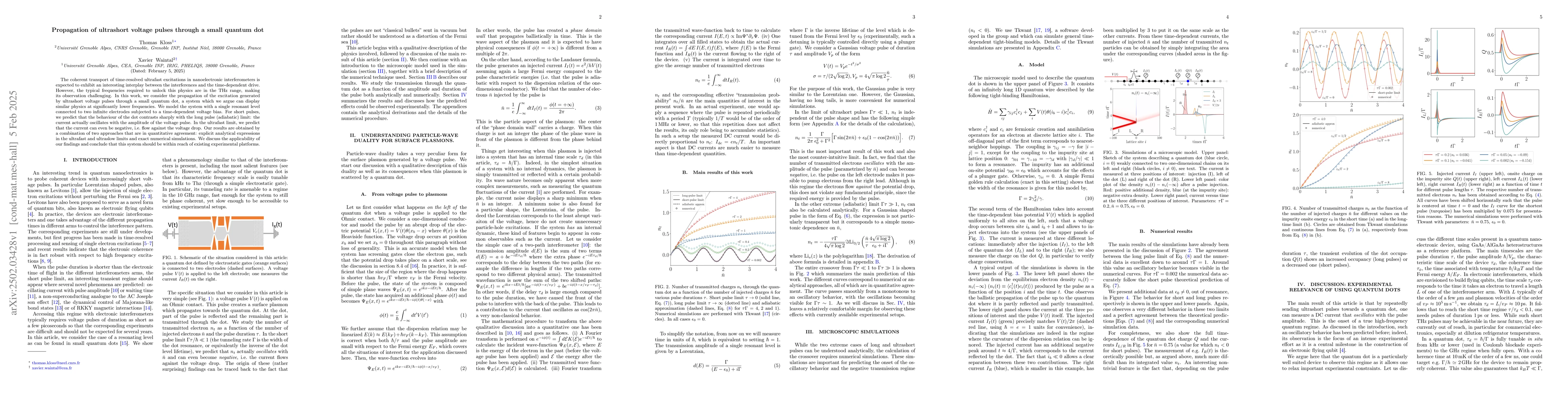 Thumbnail for Propagation of ultrashort voltage pulses through a small quantum dot