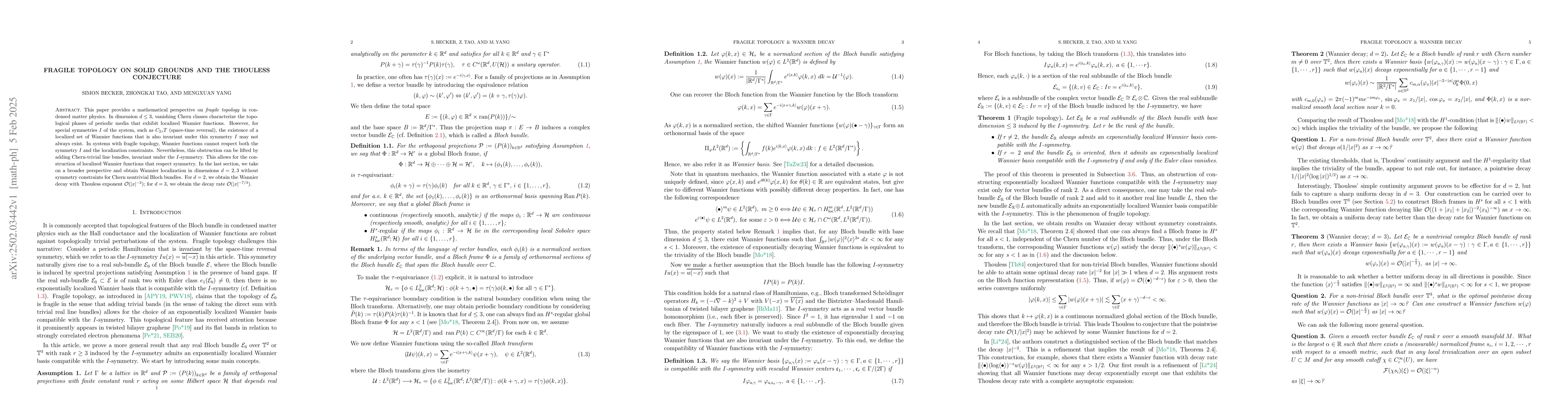 Thumbnail for Fragile topology on solid grounds and the Thouless conjecture