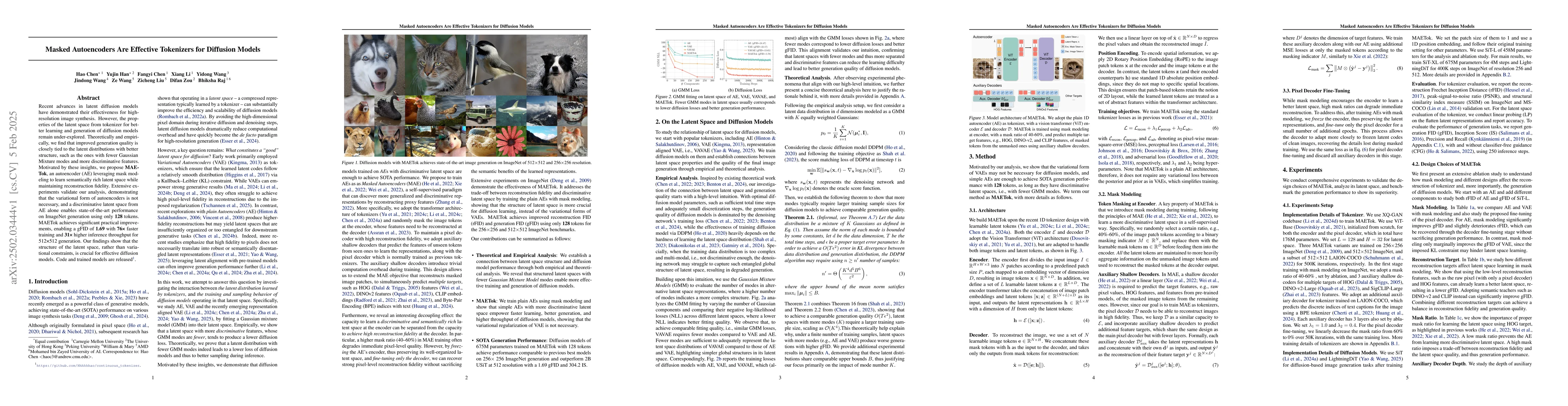 Thumbnail for Masked Autoencoders Are Effective Tokenizers for Diffusion Models