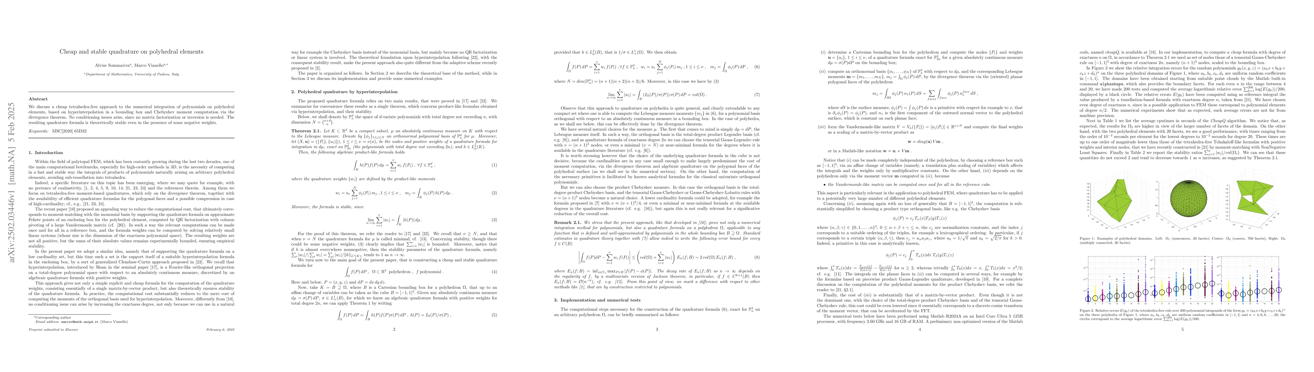 Thumbnail for Cheap and stable quadrature on polyhedral elements