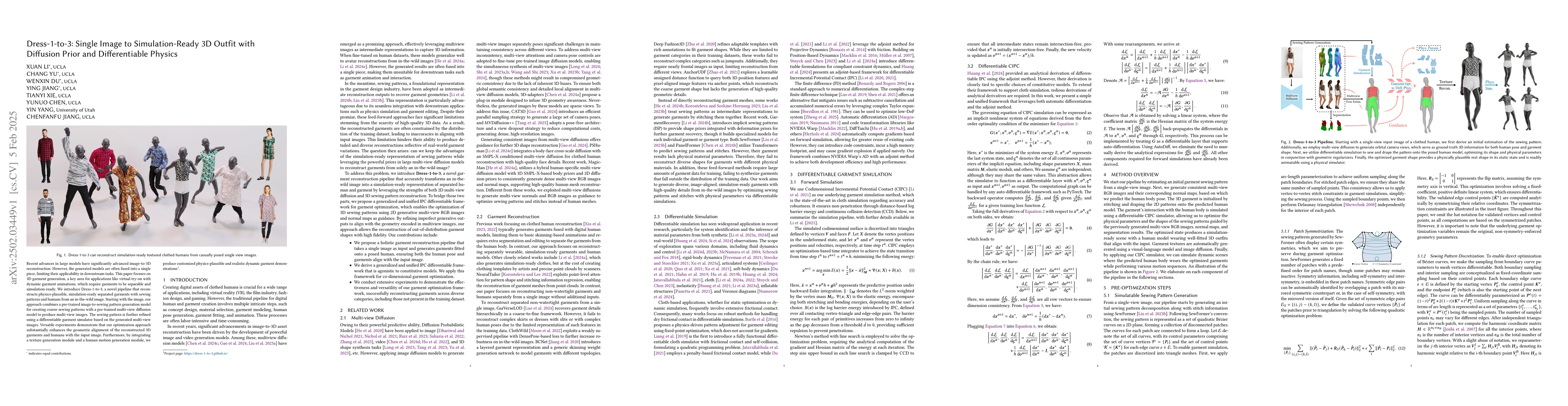 Thumbnail for Dress-1-to-3: Single Image to Simulation-Ready 3D Outfit with Diffusion
  Prior and Differentiable Physics