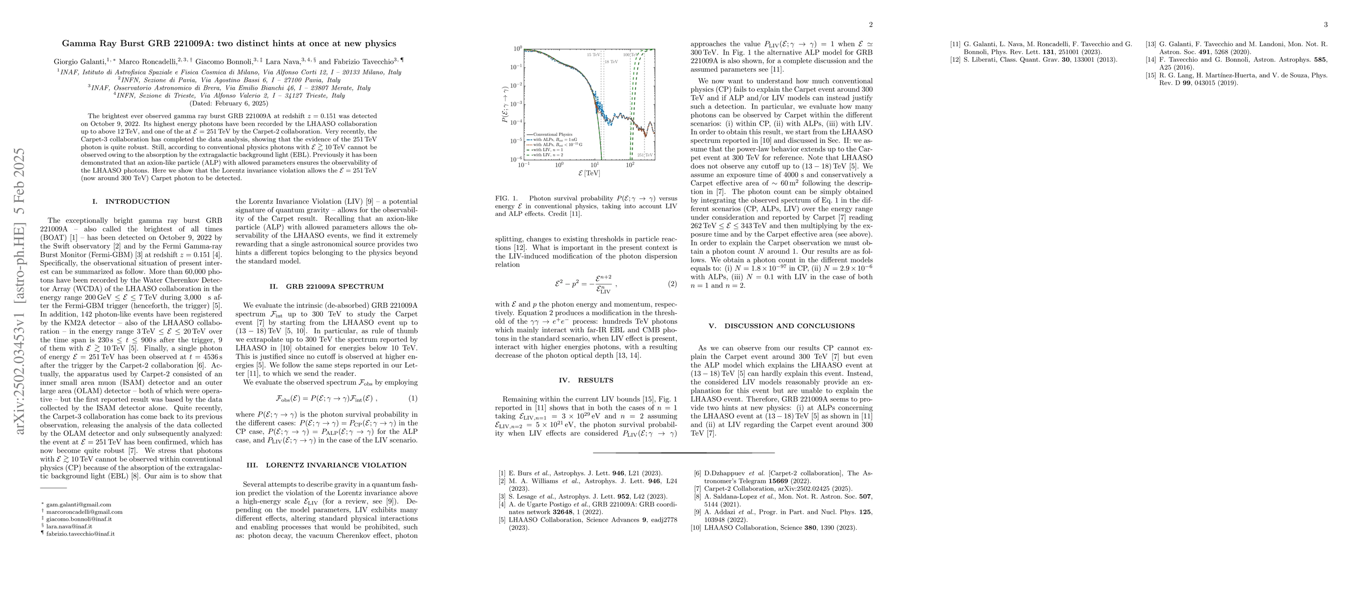 Thumbnail for Gamma Ray Burst GRB 221009A: two distinct hints at once at new physics