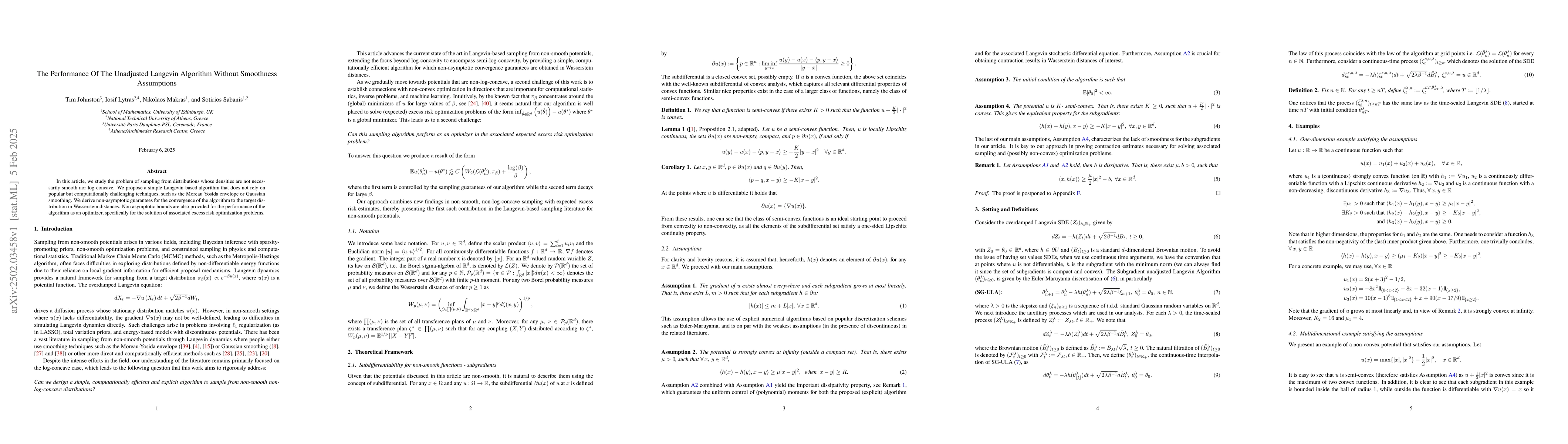 Thumbnail for The Performance Of The Unadjusted Langevin Algorithm Without Smoothness
  Assumptions