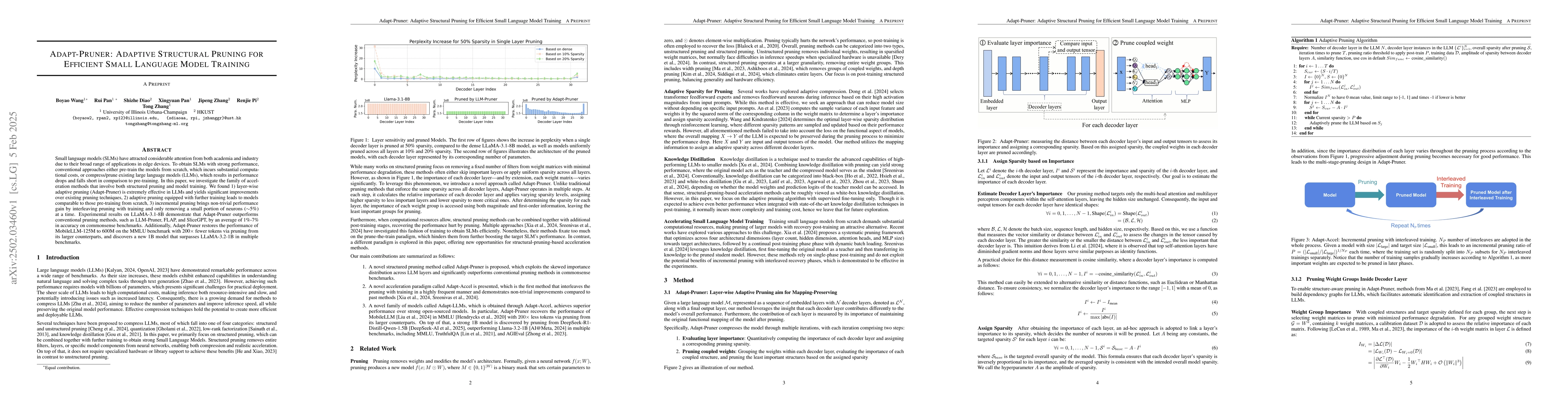 Thumbnail for Adapt-Pruner: Adaptive Structural Pruning for Efficient Small Language
  Model Training