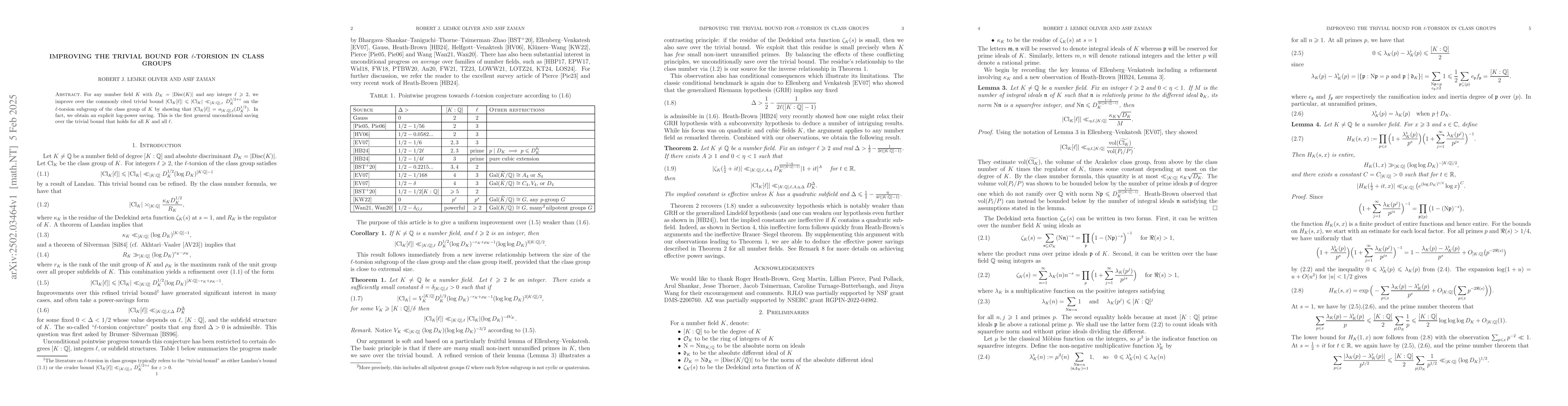 Thumbnail for Improving the trivial bound for $\ell$-torsion in class groups