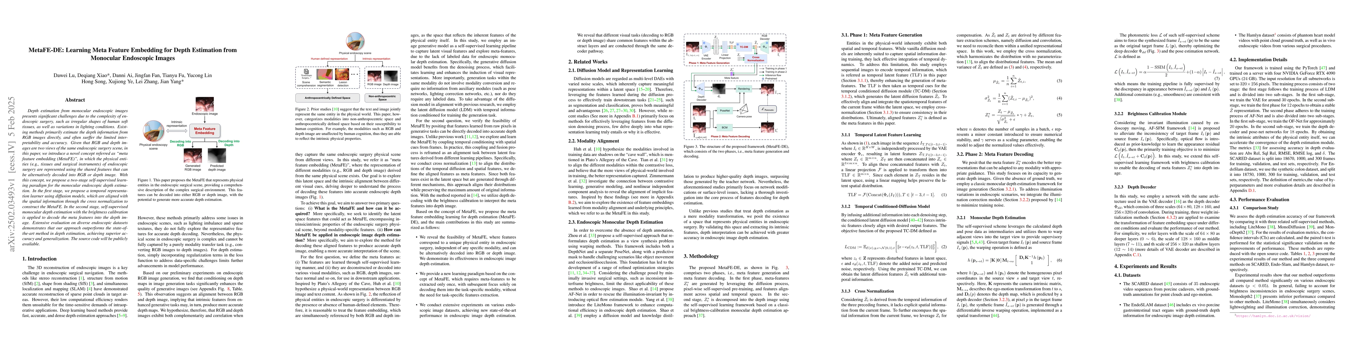 Thumbnail for MetaFE-DE: Learning Meta Feature Embedding for Depth Estimation from
  Monocular Endoscopic Images