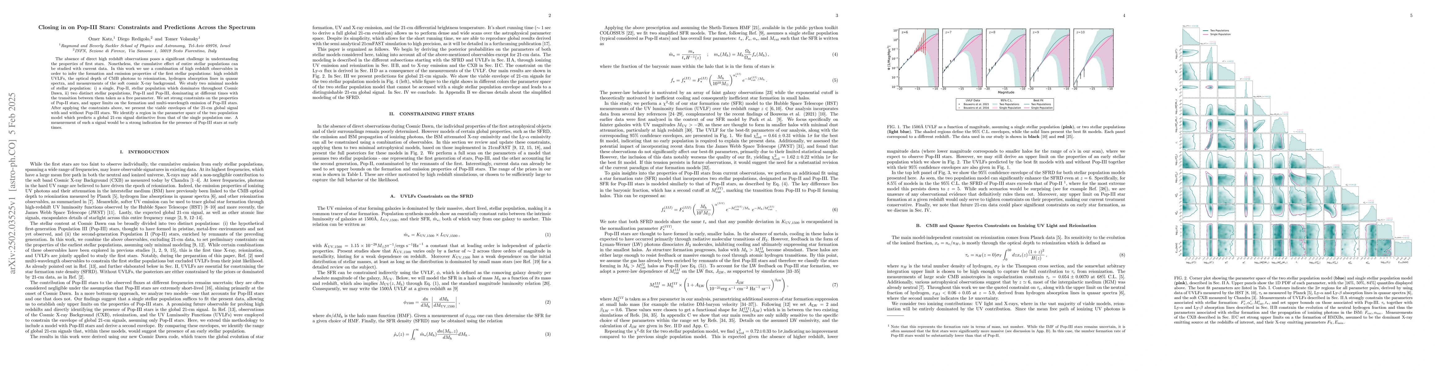 Thumbnail for Closing in on Pop-III Stars: Constraints and Predictions Across the
  Spectrum