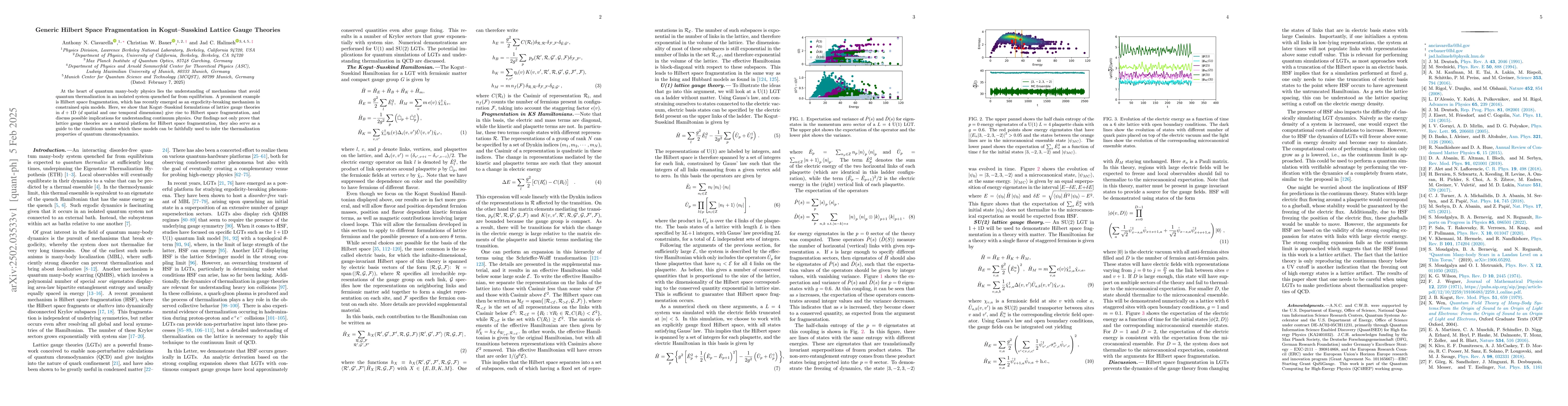 Thumbnail for Generic Hilbert Space Fragmentation in Kogut--Susskind Lattice Gauge
  Theories