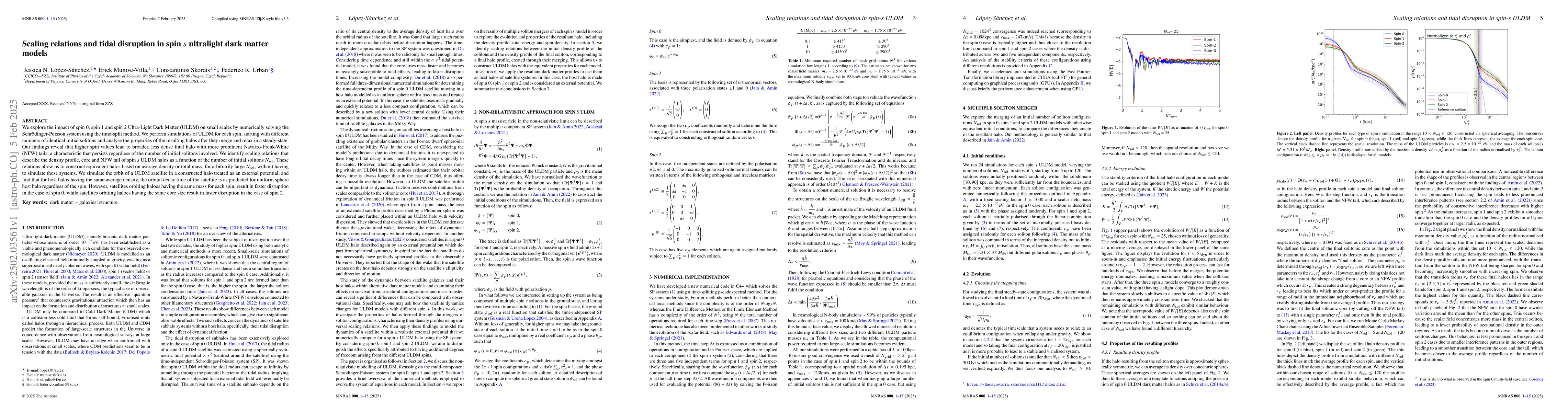 Thumbnail for Scaling relations and tidal disruption in spin $s$ ultralight dark
  matter models