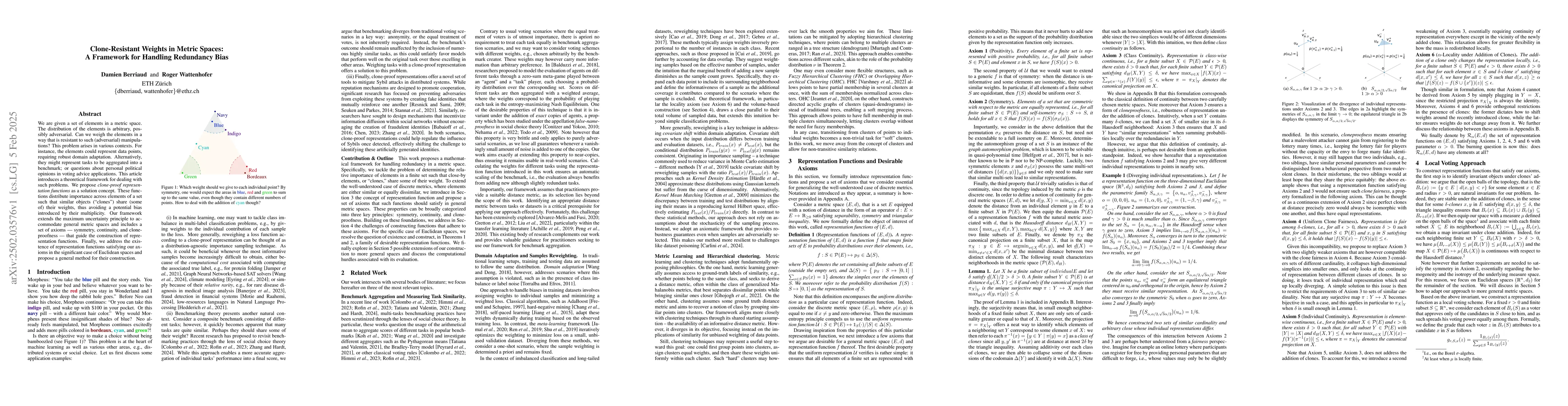 Thumbnail for Clone-Resistant Weights in Metric Spaces: A Framework for Handling
  Redundancy Bias