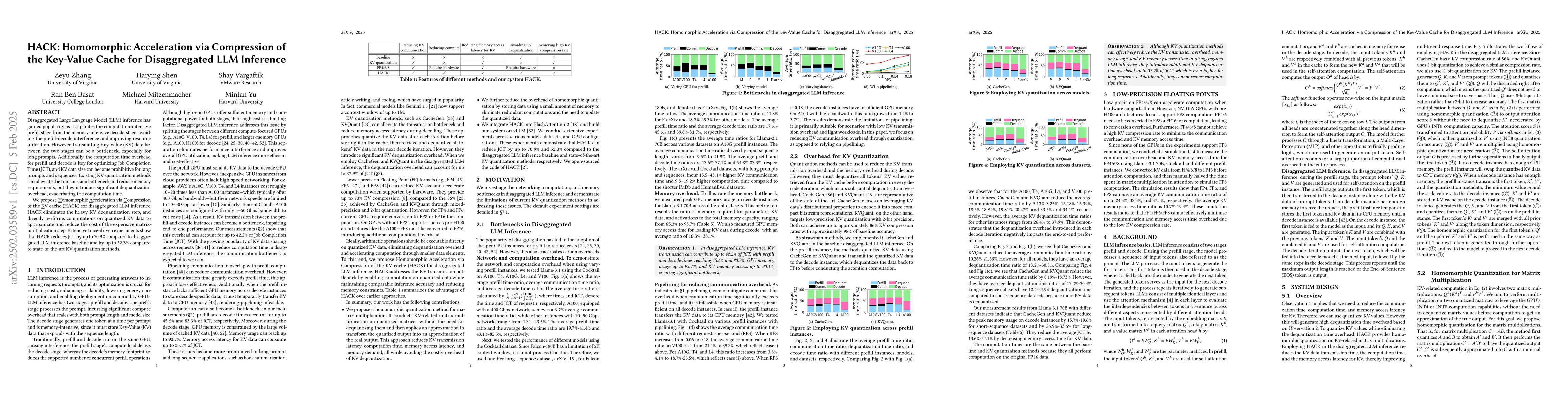 Thumbnail for HACK: Homomorphic Acceleration via Compression of the Key-Value Cache
  for Disaggregated LLM Inference