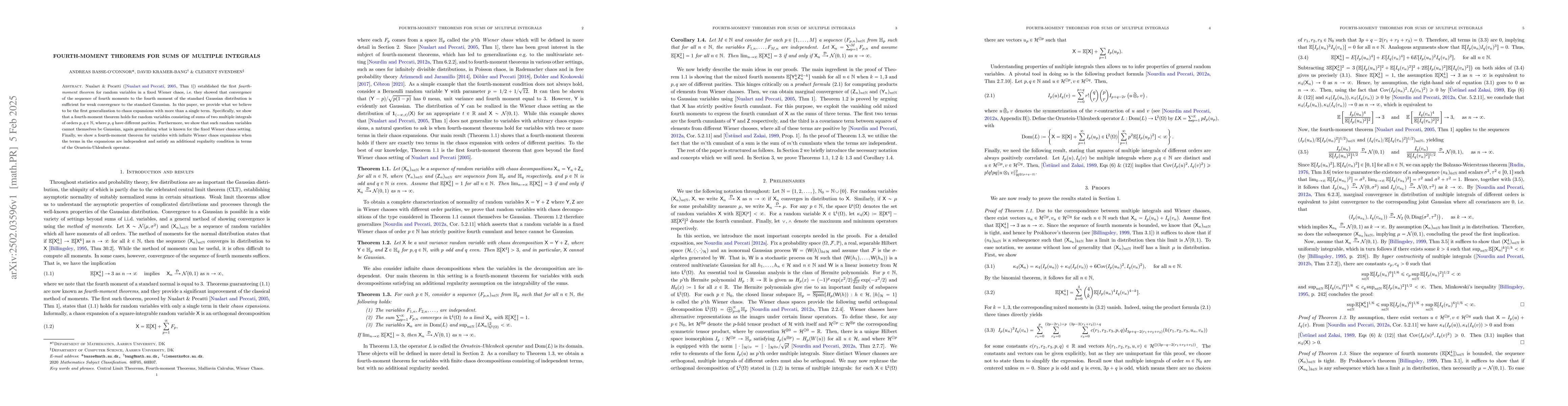 Thumbnail for Fourth-Moment Theorems for Sums of Multiple Integrals
