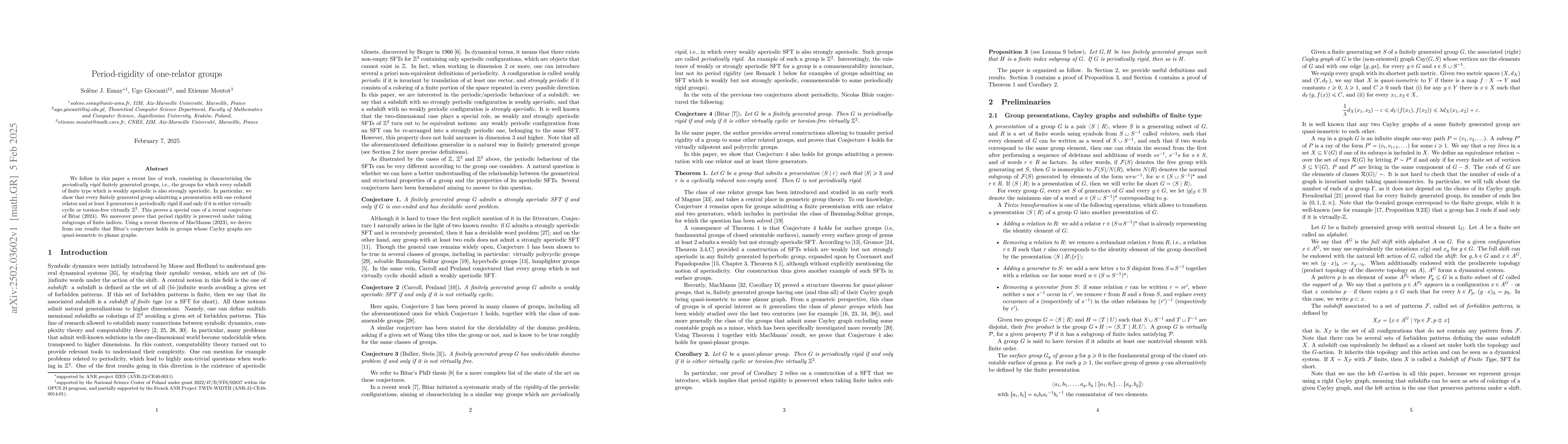 Thumbnail for Period-rigidity of one-relator groups