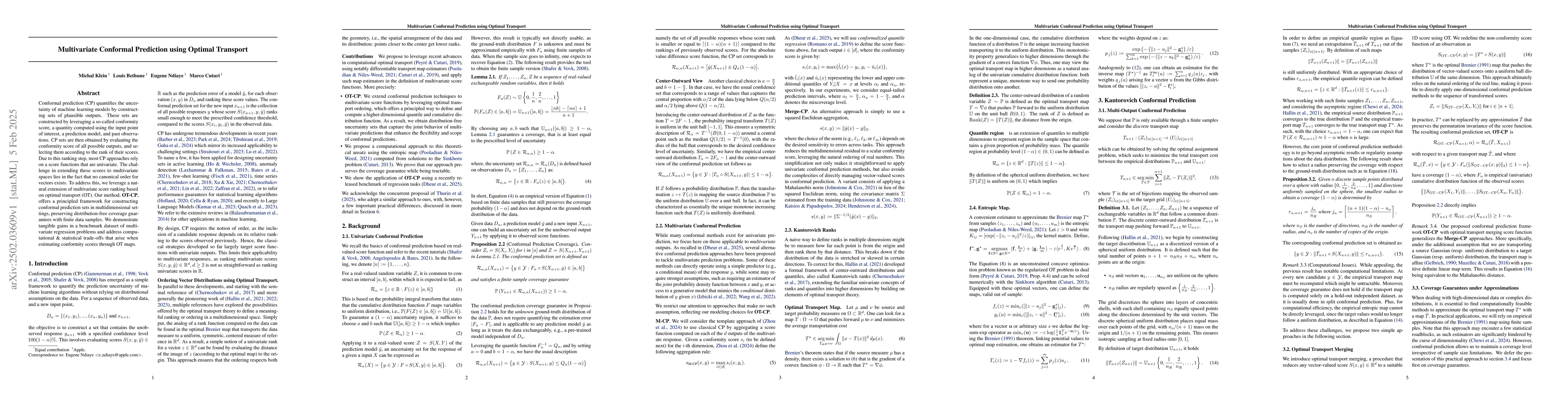 Thumbnail for Multivariate Conformal Prediction using Optimal Transport