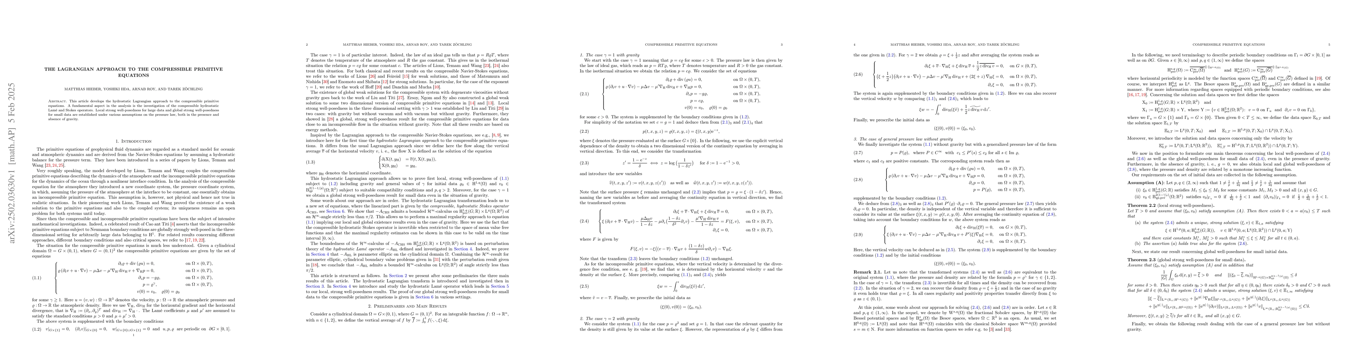 Thumbnail for The Lagrangian approach to the compressible primitive equations