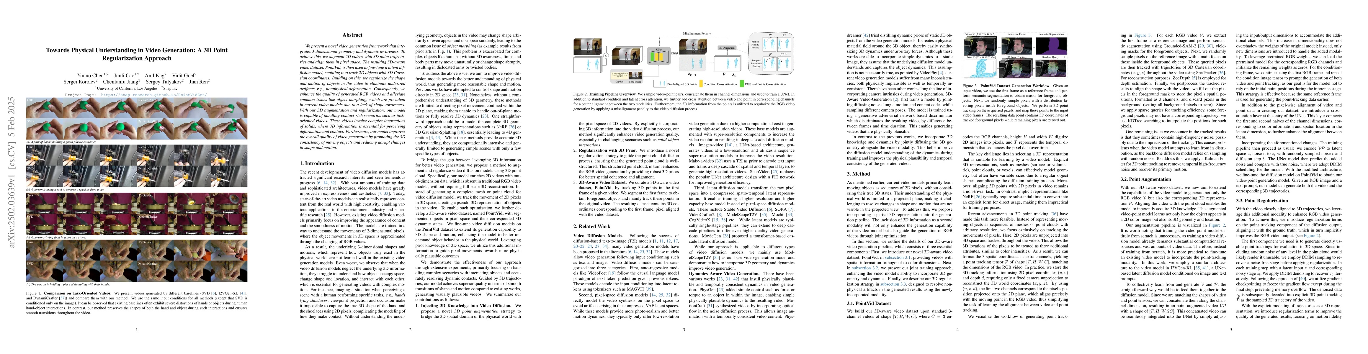 Thumbnail for Towards Physical Understanding in Video Generation: A 3D Point
  Regularization Approach