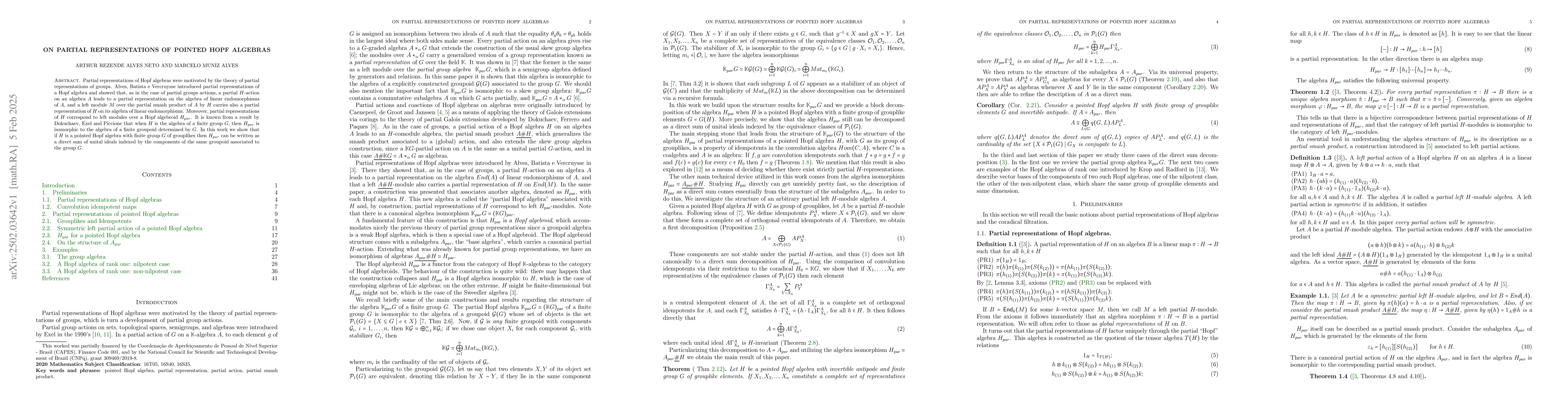 Thumbnail for On partial representations of pointed Hopf algebras