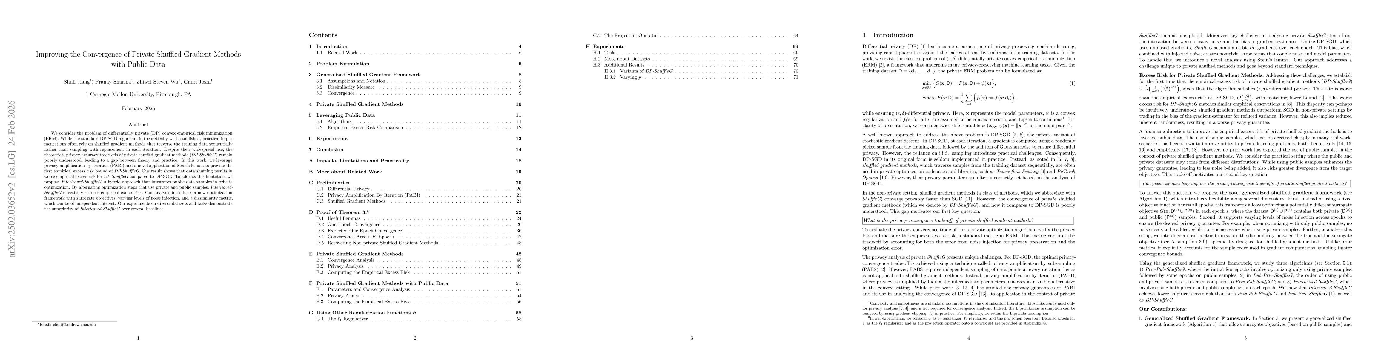 Thumbnail for Improving the Convergence of Private Shuffled Gradient Methods with Public Data
