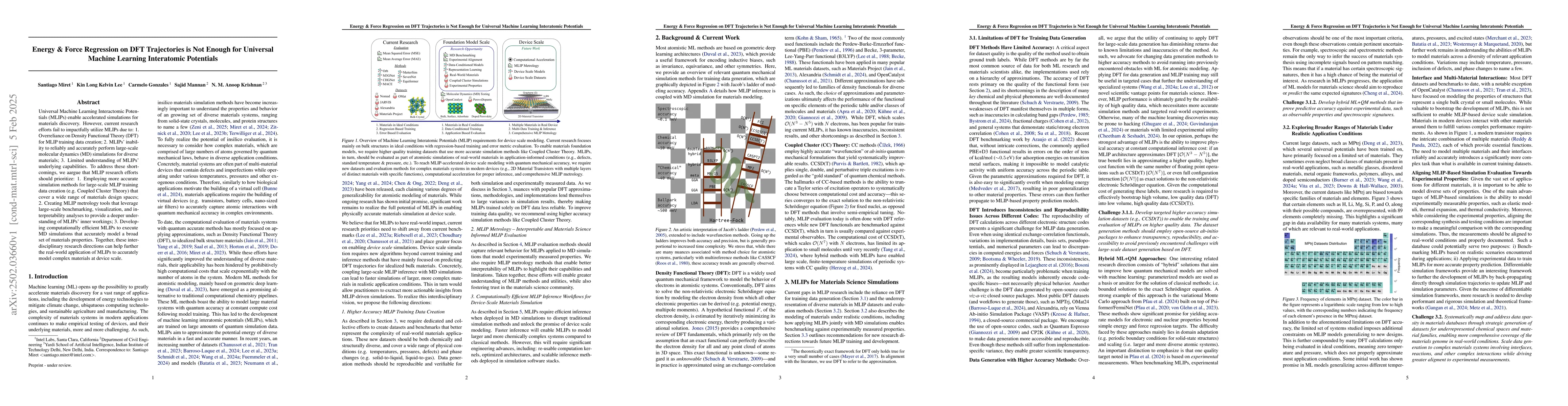 Thumbnail for Energy & Force Regression on DFT Trajectories is Not Enough for
  Universal Machine Learning Interatomic Potentials