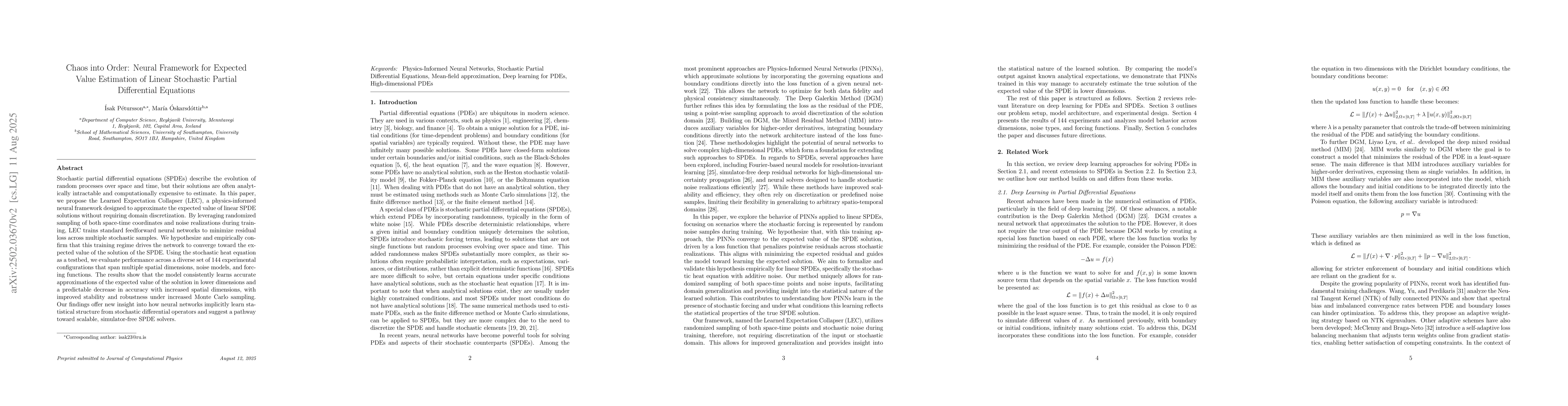 Thumbnail for Chaos into Order: Neural Framework for Expected Value Estimation of
  Stochastic Partial Differential Equations