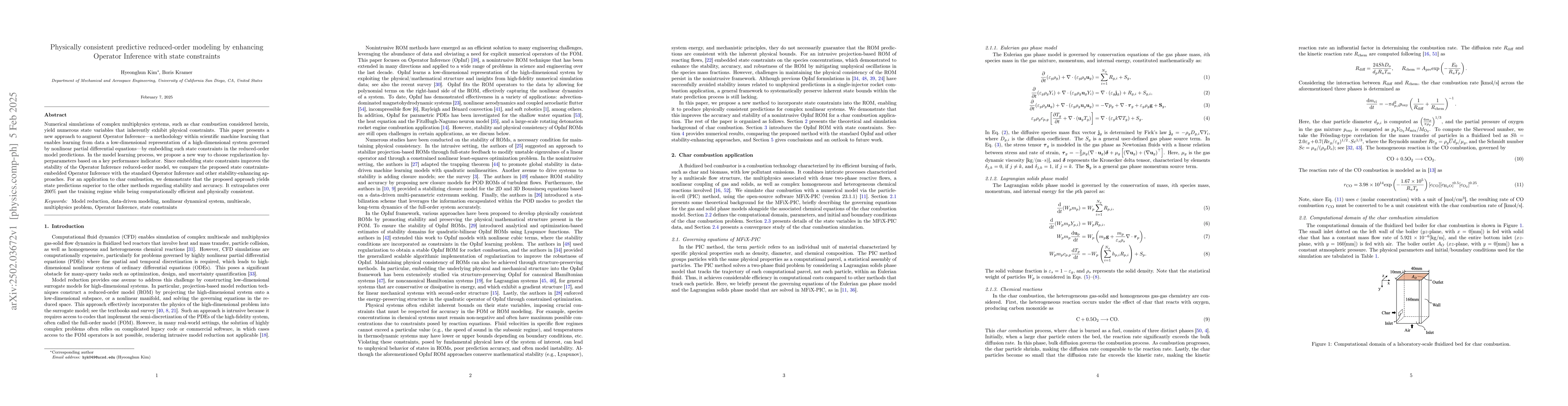 Thumbnail for Physically consistent predictive reduced-order modeling by enhancing
  Operator Inference with state constraints