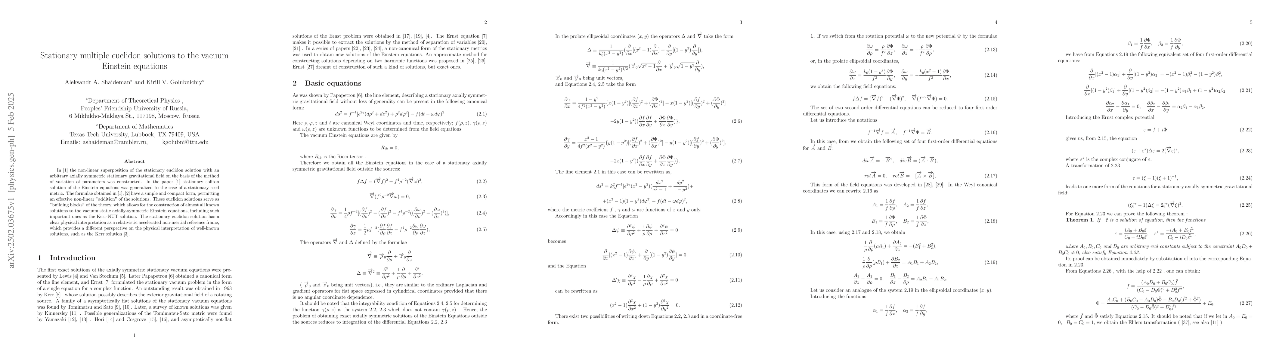 Thumbnail for Stationary multiple euclidon solutions to the vacuum Einstein equations