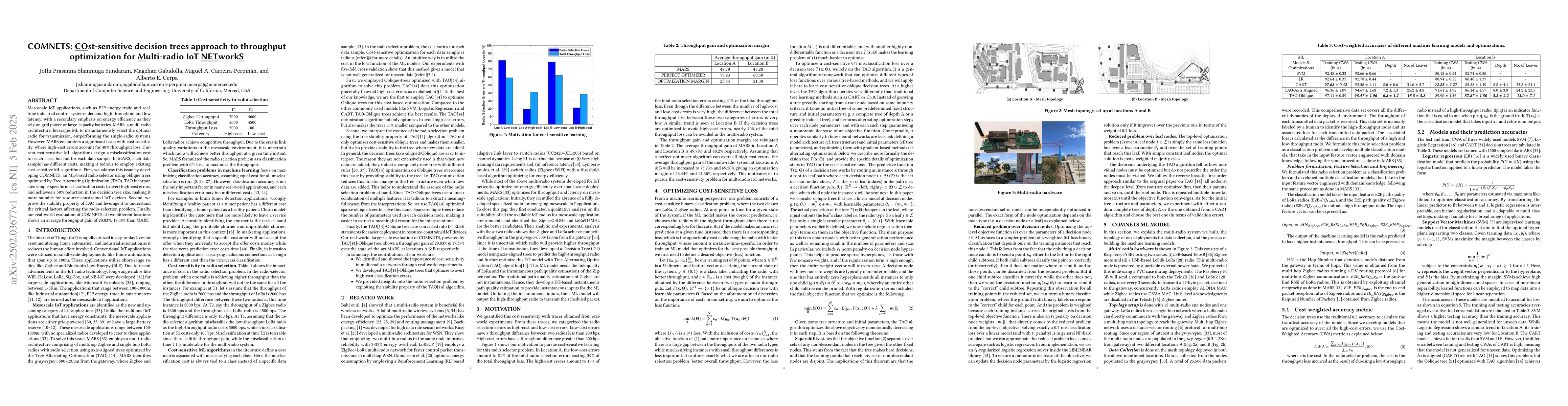 Thumbnail for COMNETS: COst-sensitive decision trees approach to throughput
  optimization for Multi-radio IoT NETworkS