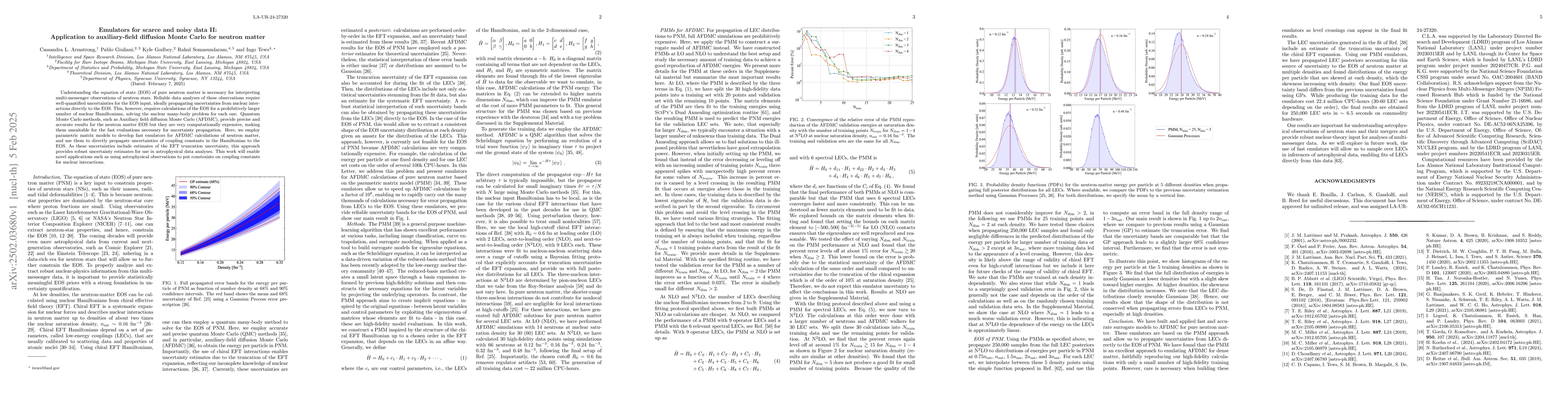 Thumbnail for Emulators for scarce and noisy data II: Application to auxiliary-field
  diffusion Monte Carlo for neutron matter