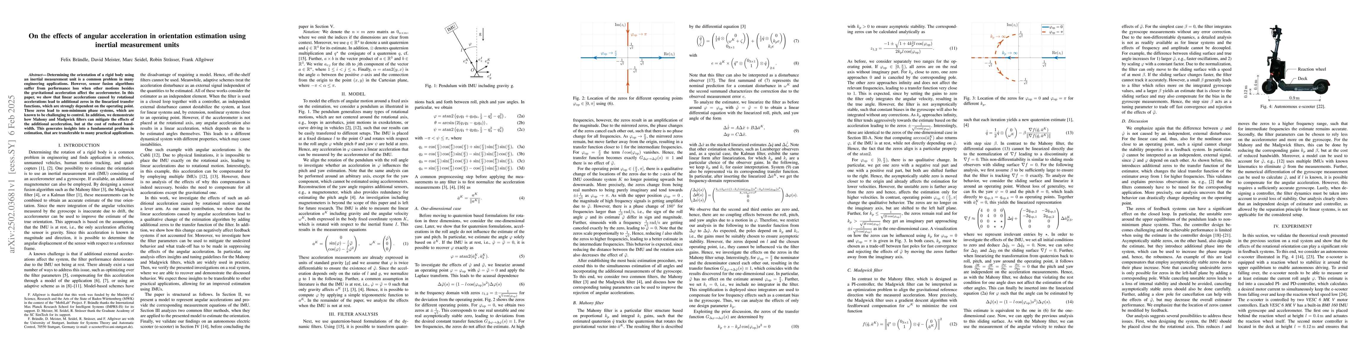 Thumbnail for On the effects of angular acceleration in orientation estimation using
  inertial measurement units