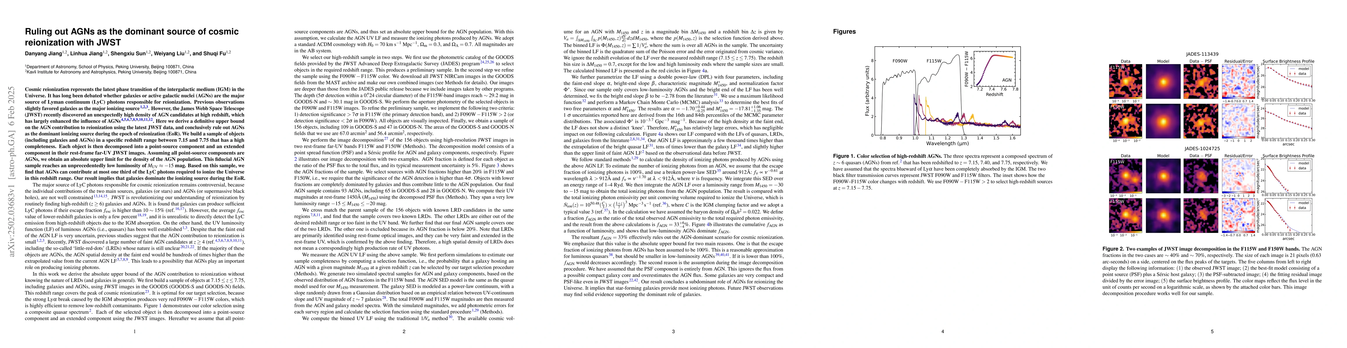 Thumbnail for Ruling out AGNs as the dominant source of cosmic reionization with JWST